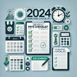 Stay compliant with Irish tax laws using our 2024 year-end PAYE checklist. It covers key payroll steps, enhanced reporting requirements (ERR), and tips for a smooth year-end process.