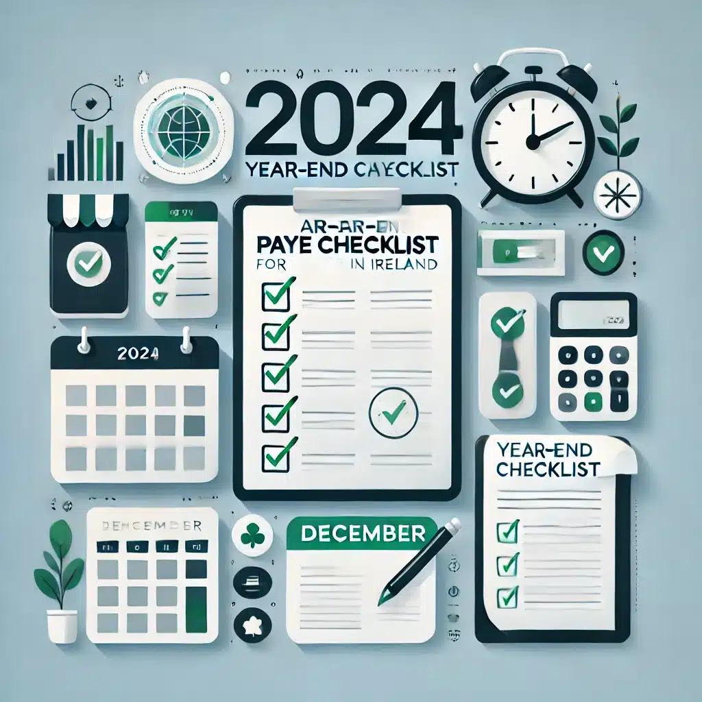 Stay compliant with Irish tax laws using our 2024 year-end PAYE checklist. It covers key payroll steps, enhanced reporting requirements (ERR), and tips for a smooth year-end process.