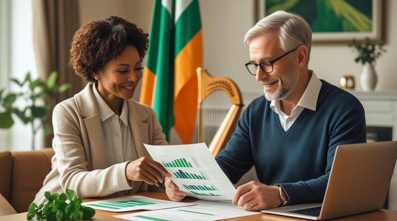 Adult child supporting elderly parent with financial paperwork